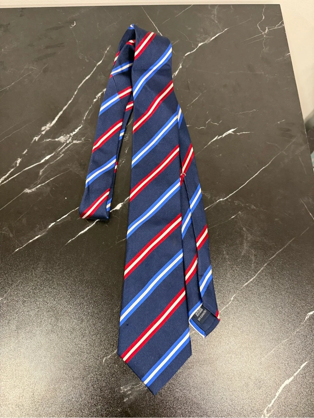 Charles Tyrwhitt 100% Silk Men’s Striped Tie Blue Red White holiday dress